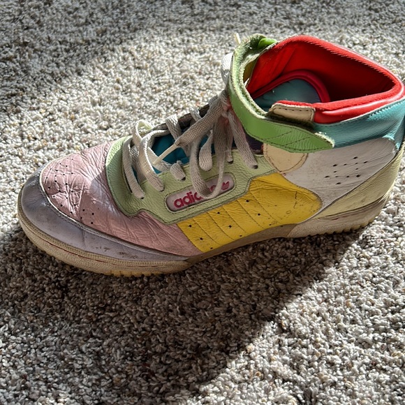 Adidas multi color 80s high top sneakers sz 8.5 - Picture 2 of 5